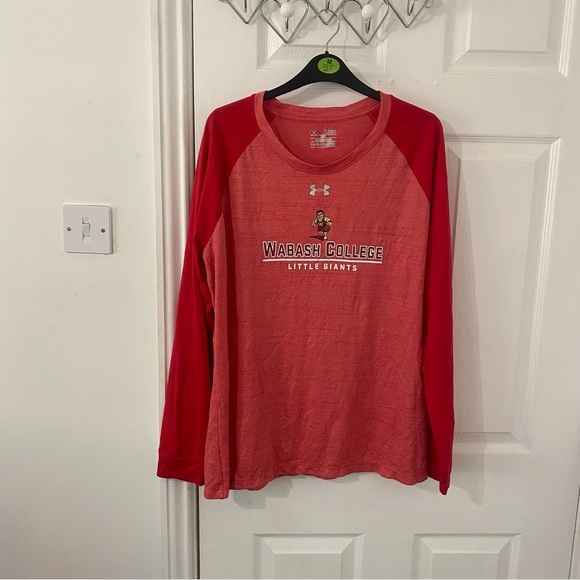 Under Armour Other - Under armour coral red vintage long sleeve loose Wabash College top size XL